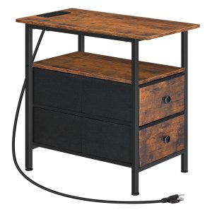 2. HOOBRO End Table with Charging Station