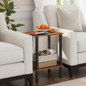 Tutotak End Table Set Of 2 – 2-tier Storage Shelf Nightstands: