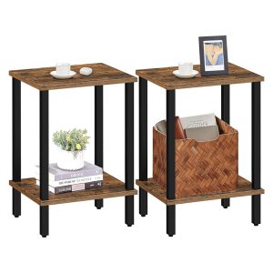 Tutotak End Table Set Of 2 – 2-tier Storage Shelf Nightstands: