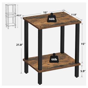 Tutotak End Table Set Of 2 – 2-tier Storage Shelf Nightstands: