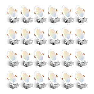 Amico 24-Pack 6 Inch Ultra-Thin LED Recessed Ceiling Lights – 5CCT Dimmable Canless Downlights with Junction Box