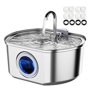 Cat Water Fountain Stainless Steel – 108oz/3.2L Automatic Pet Water Dispenser with Water Level Window for Cats & Dogs