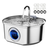 Cat Water Fountain Stainless Steel – 108oz/3.2L Automatic Pet Water Dispenser with Water Level Window for Cats & Dogs